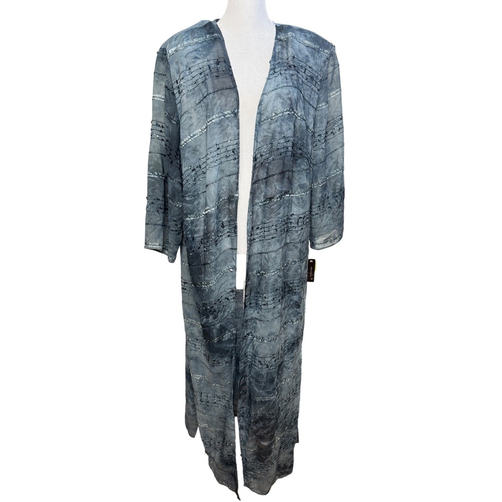 Surreal Sheer Duster Cardigan Womens Plus 20W Blue Tie Dye Sequin Longline Maxi